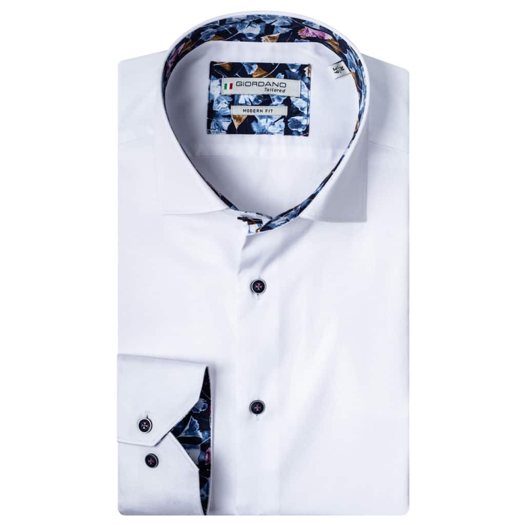 Giordano shirt Baggio LS Cutaway white