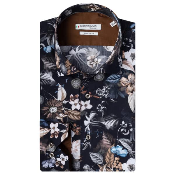 Giordano shirt Maggiore LS Cutaway navy flower pattern