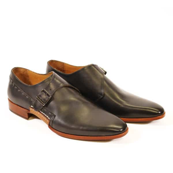 MELIK BLACK LEATHER BUCKLE SHOE