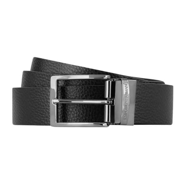 EMPORIO ARMANI REVERSIBLE LEATHER BELT BLACK