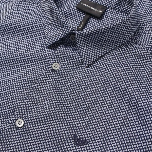 EMPORIO ARMANI TEXTURED CHECK BLUE SHIRT1