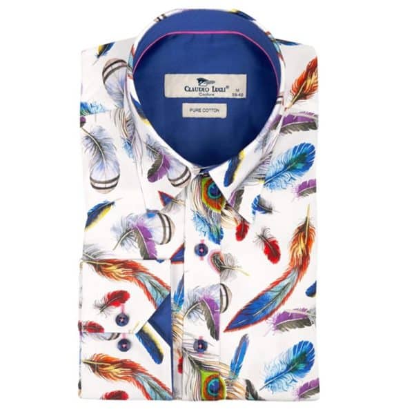 CLAUDIO LUGLI FEATHER PRINT SHIRT