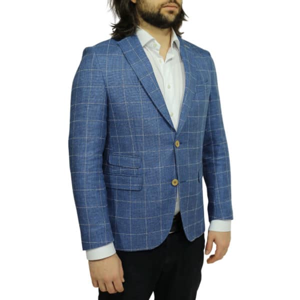 Carl Gross blazer jacket blue windowpane check side