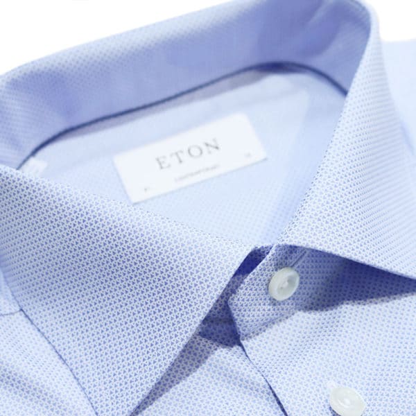 Eton Shirt micro triangle blue collar