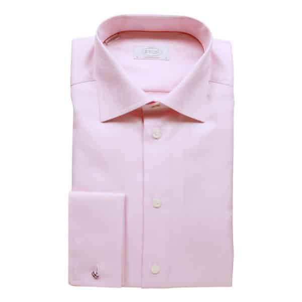 Eton Shirt structured textured diagonal twill pink French cuff