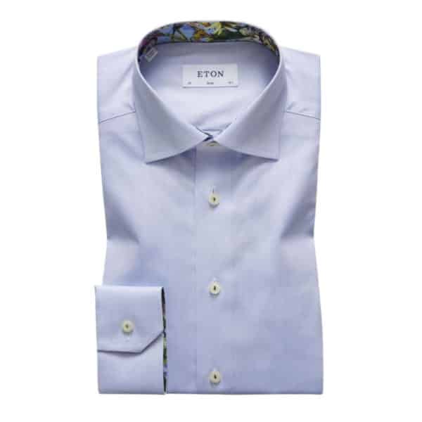 Eton shirt twill flower insert blue