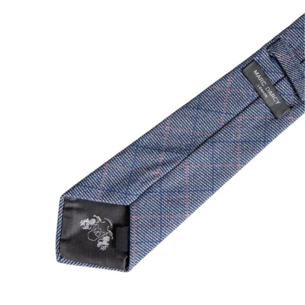 MARC DARCY HARRY BLUE CHECK TWEED TIE 2