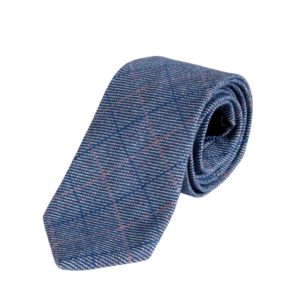 MARC DARCY HARRY BLUE CHECK TWEED TIE