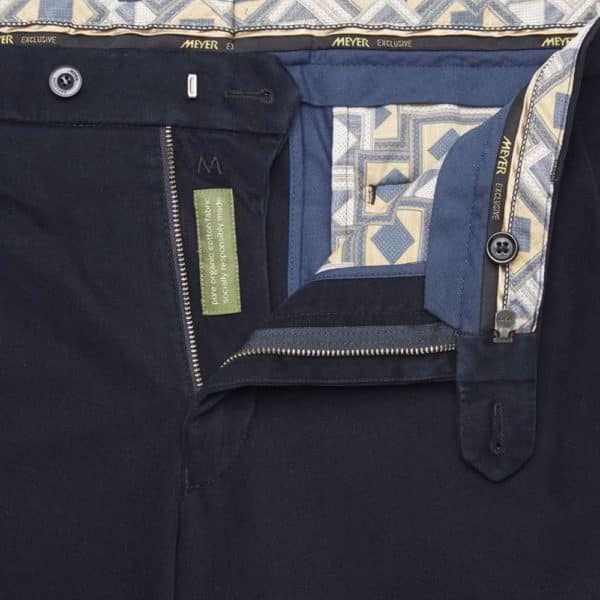 Meyer Bonn Soft Cotton Navy Chinos lining