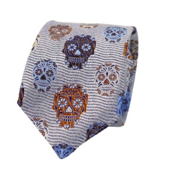 Van Buck Skulls Tie blue