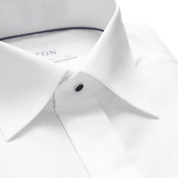 White Pique Black Tie Shirt collar