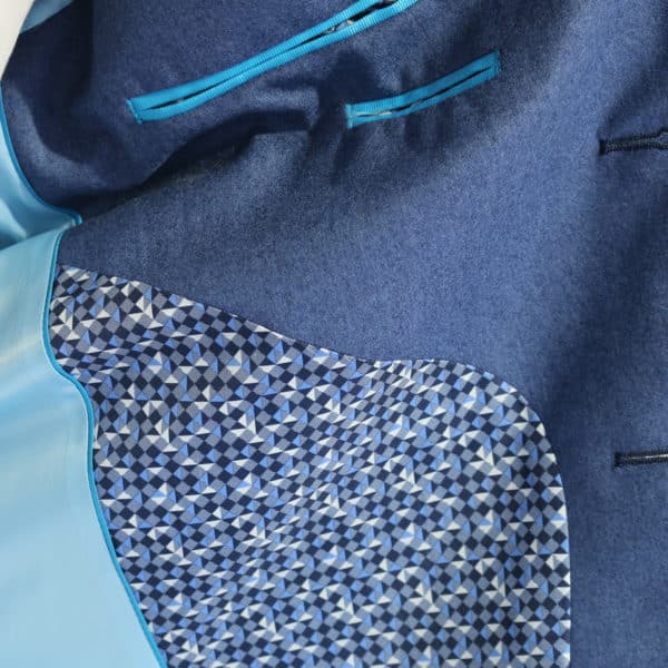 British Indigo Blue jacket detail button lining