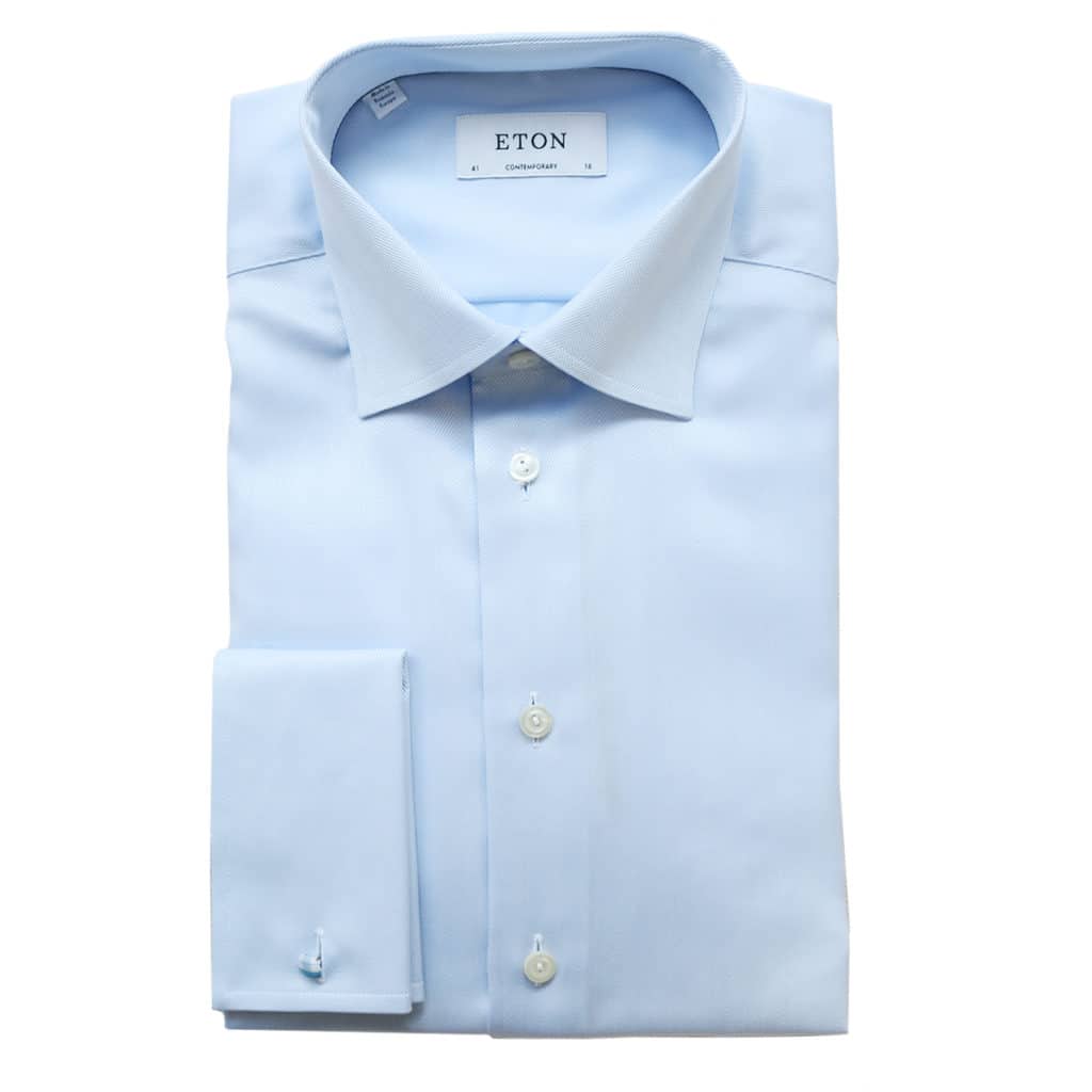 Eton shirt herringbone light blue french cuff