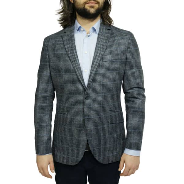 Hackett big check blazer jacket navy front