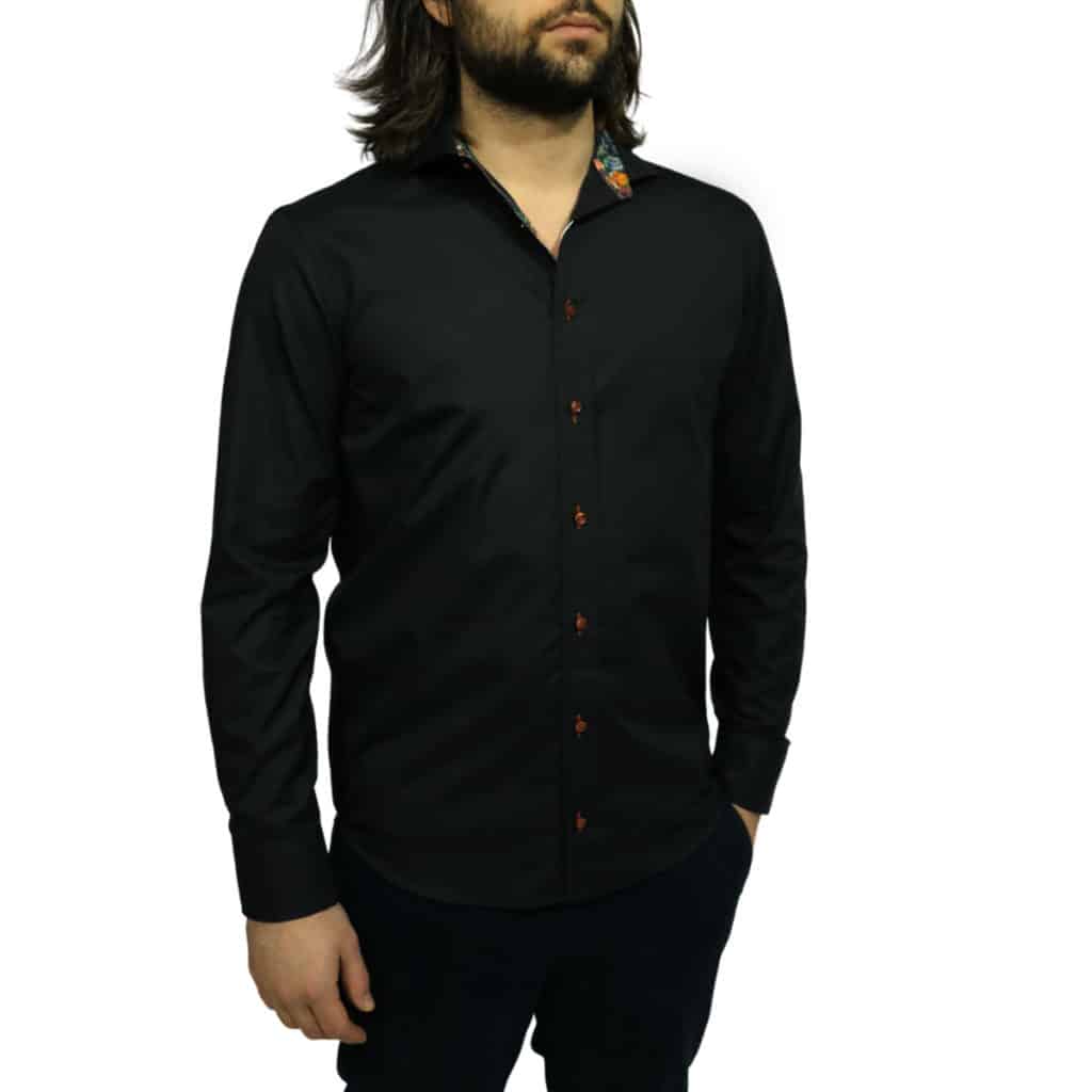 Oscar of Sweden shirt flower collar black side Copy