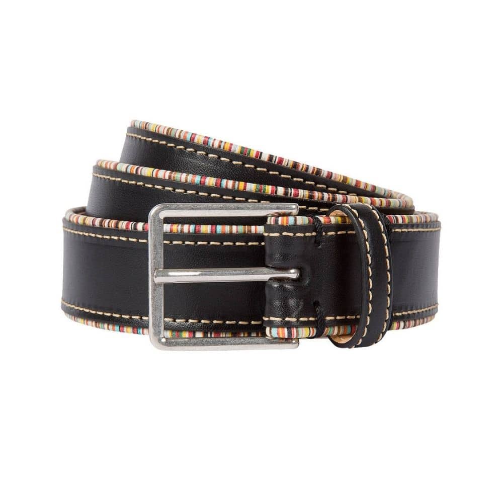 PAUL SMITH SIGNATURE STRIPE PIPING BELT BLACKMULTI