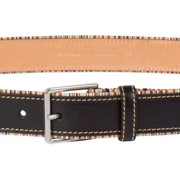 PAUL SMITH SIGNATURE STRIPE PIPING BELT BLACKMULTI1