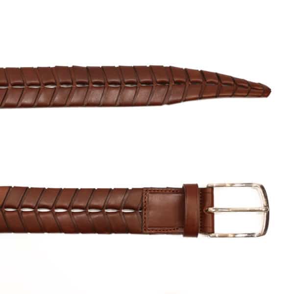 leather belt braid brown2