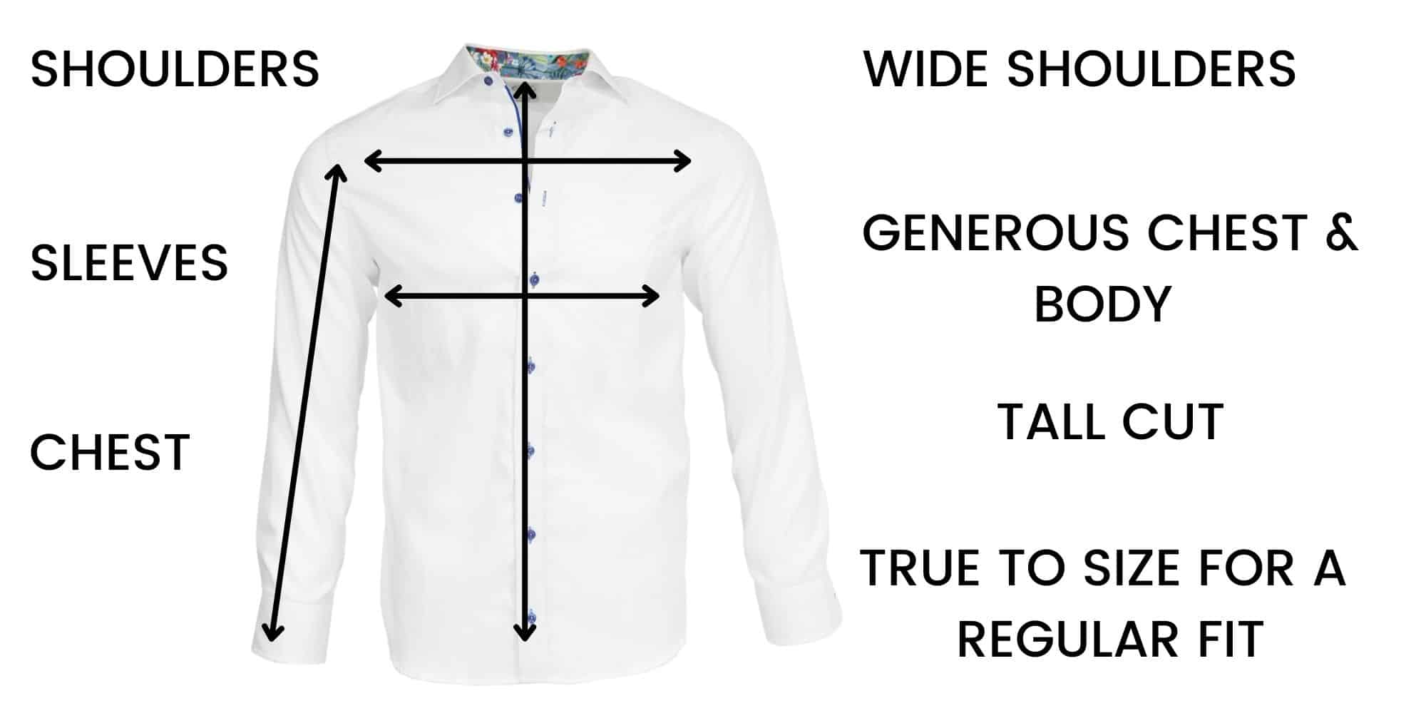 Oscar Long Sleeved Shirts Size Chart