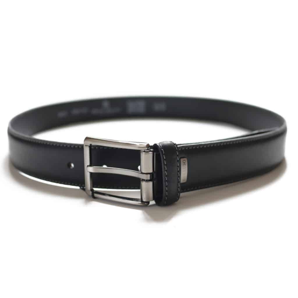 MIGUEL BELLIDO BLACK STITCHED LEATHER BELT