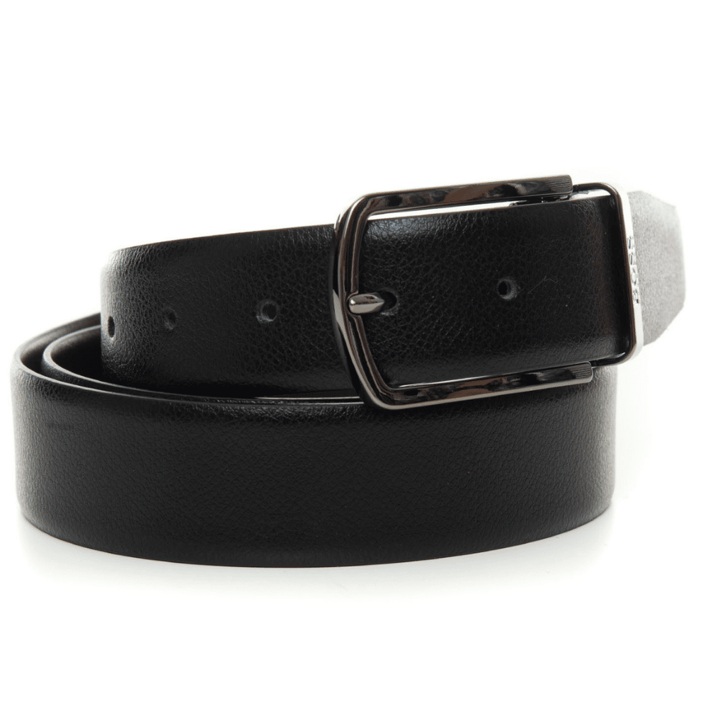 BOSS SLIVER BUCKLE BELT BLACK SIDE