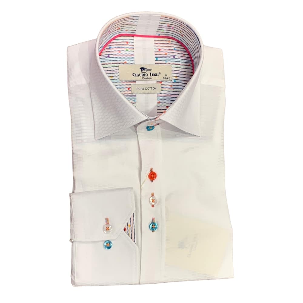 CLAUDIO LUGLI TEXTURED WHITE SHIRT