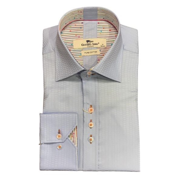 CLAUDIO LUGLI TEXTURED SKY BLUE SHIRT