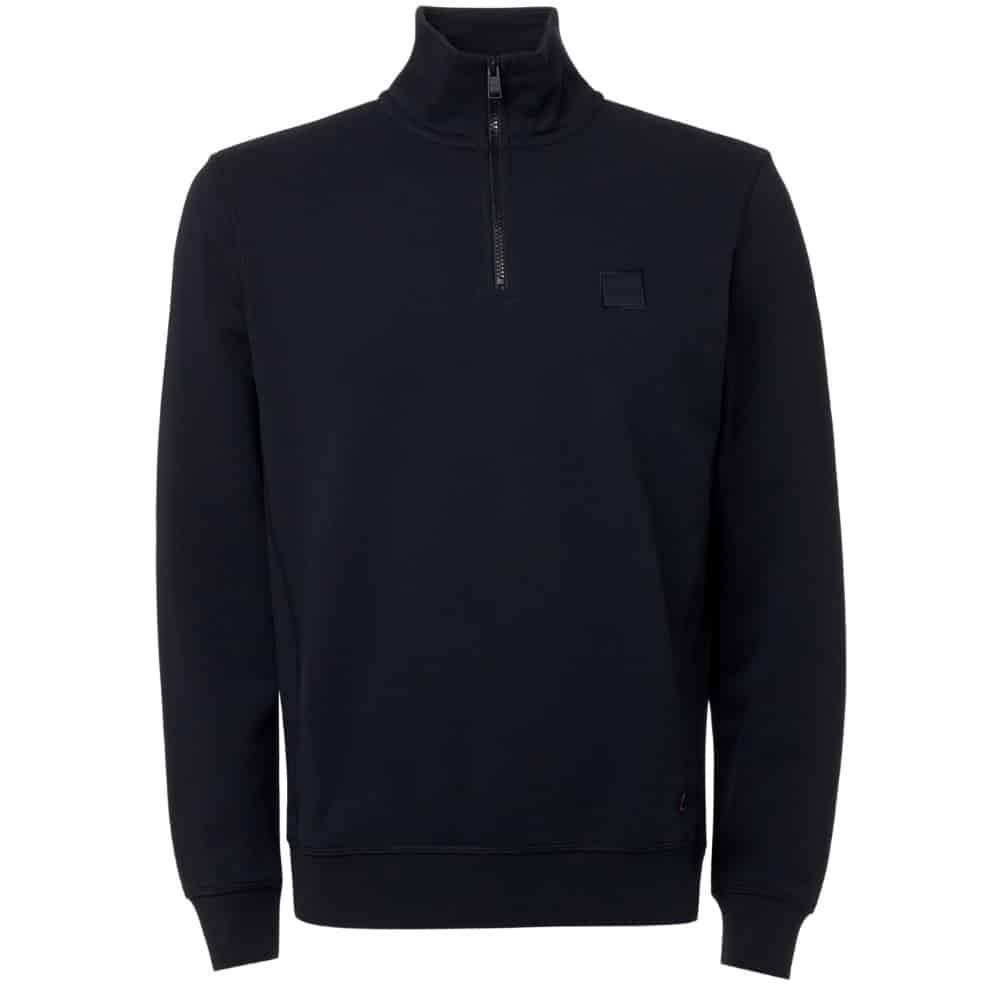 BOSS Navy Half Zip Front