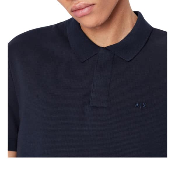 AX Navy Mesh Polo collar