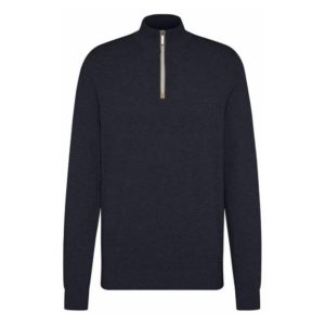 Bugatti Stretch Mesh Navy Half Zip Jumper