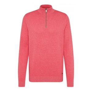 Bugatti Stretch Mesh Salmon Half Zip Jumper