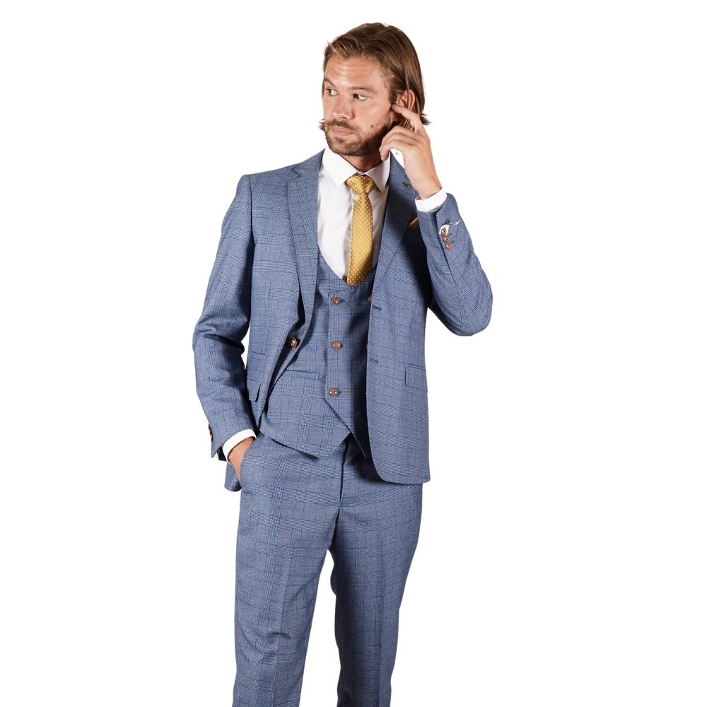 Marc Darcy George Light Blue Three Piece Suit