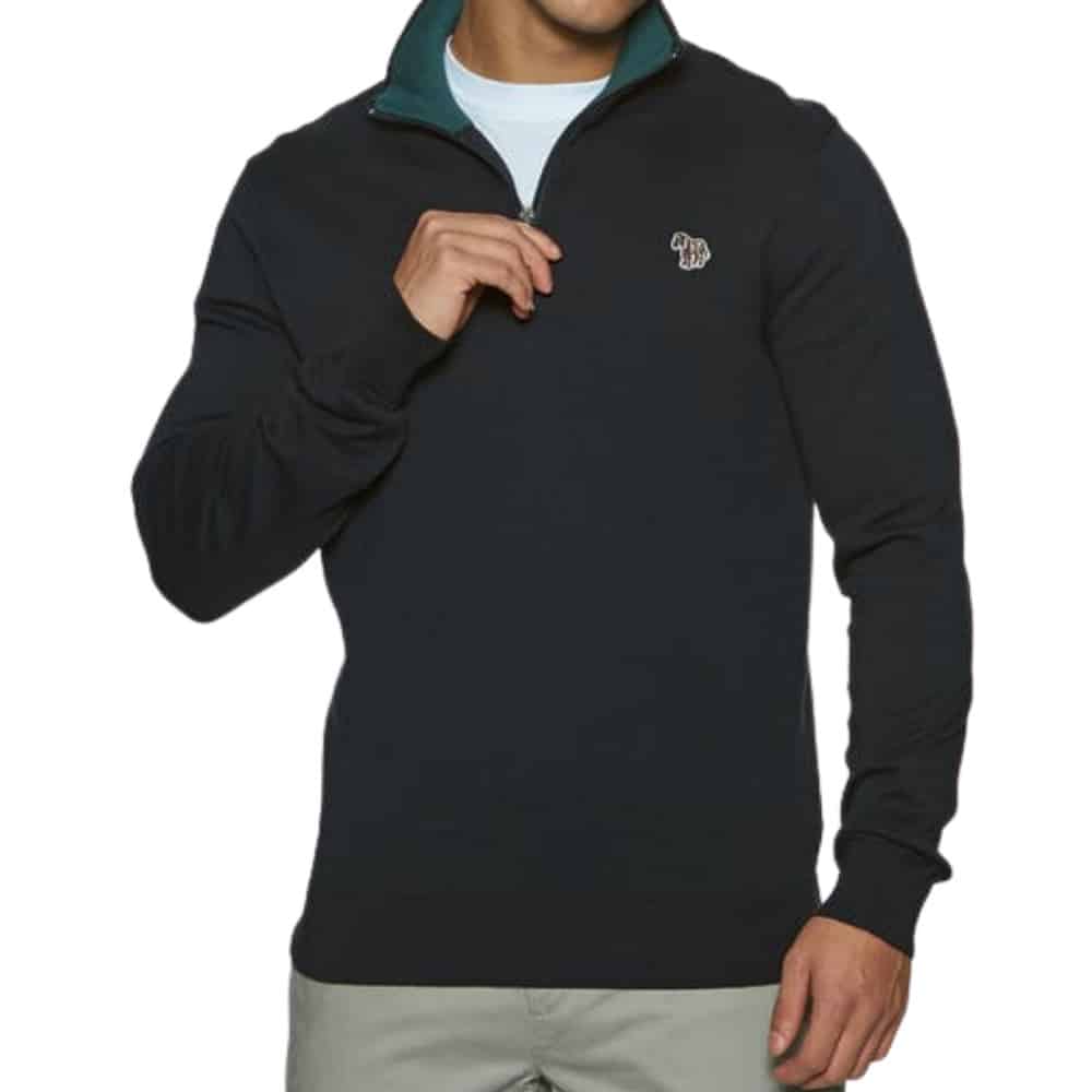 PS Navy Half Zip Zebra Front