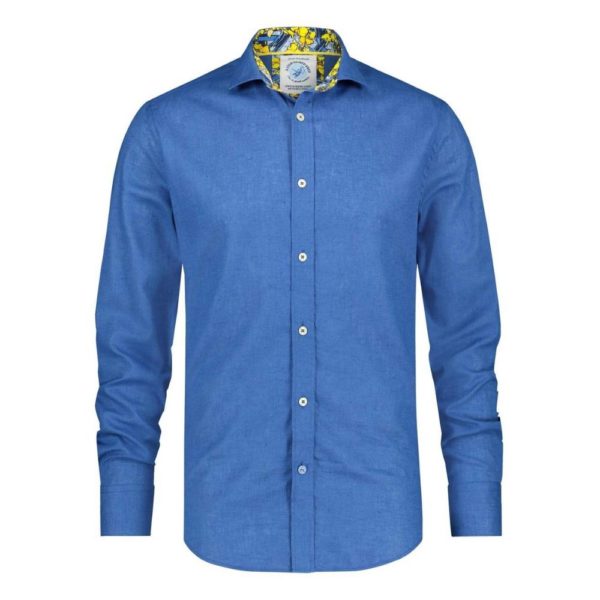 A Fish Named Fred Linen Cobalt Blue Shirt