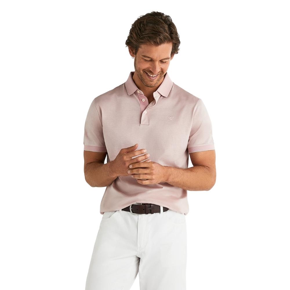 Hackett Micro Stripe Soft Rose Polo Shirt Menswear Online