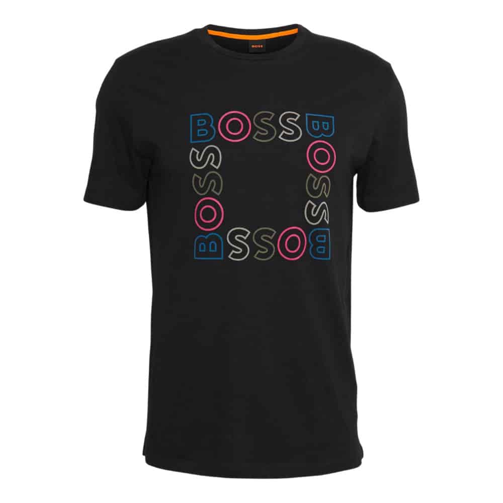 boss logo boss bLACK t sHIRT FRONT