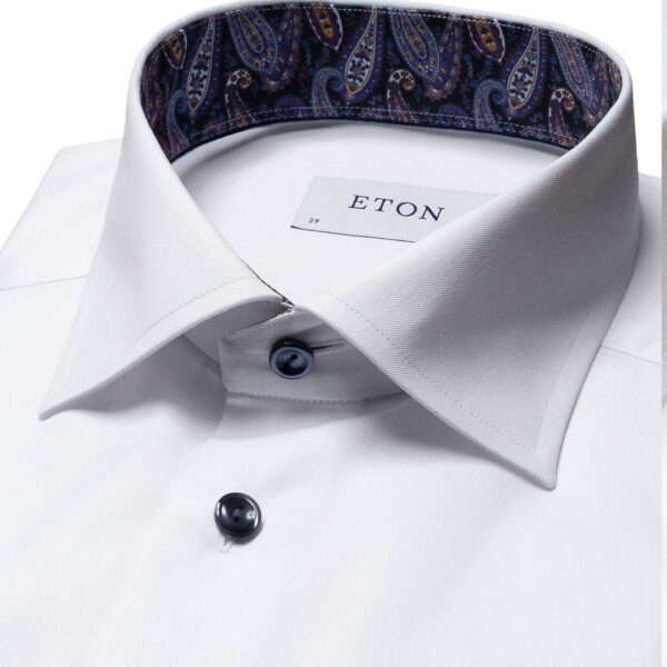 Eton White Shirt with Paisley Collar