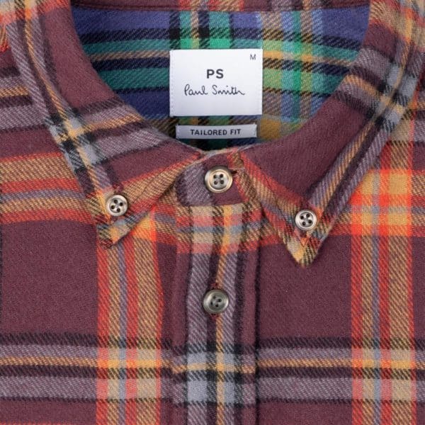 Paul Smith Gradient Check Cotton Burgundy Shirt 2