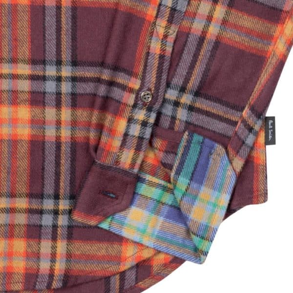 Paul Smith Gradient Check Cotton Burgundy Shirt 3