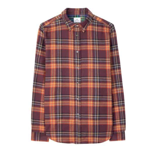 Paul Smith Gradient Check Cotton Burgundy Shirt