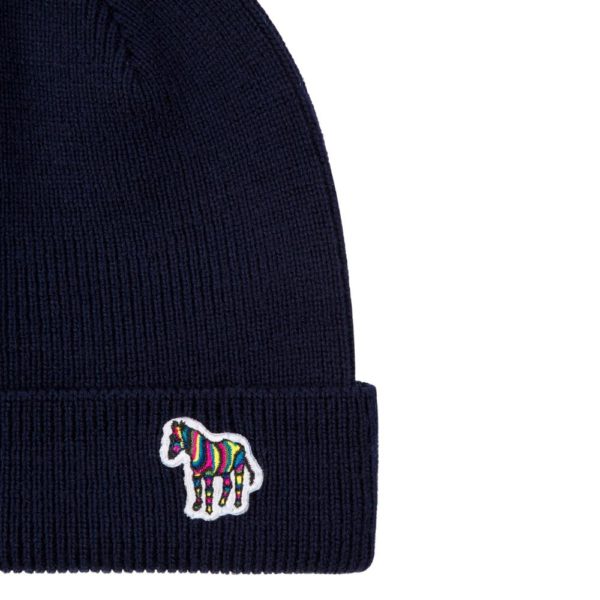 Paul Smith Zebra Logo Ribbed Lambswool Beanie Hat 2