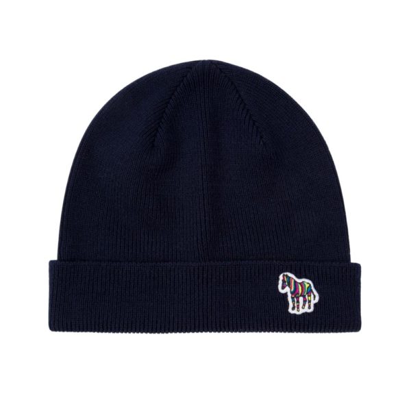 Paul Smith Zebra Logo Ribbed Lambswool Beanie Hat