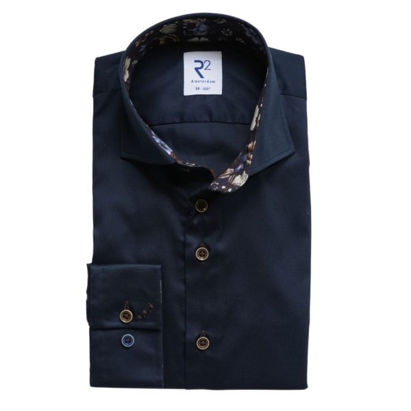 R2 Amsterdam Autumn Floral Trim Navy Shirt