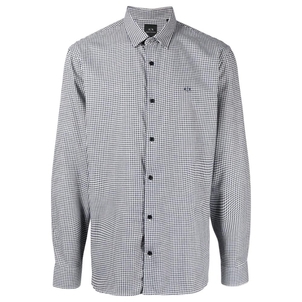 Armani Exchange Navy Check Long Sleeve Shirt