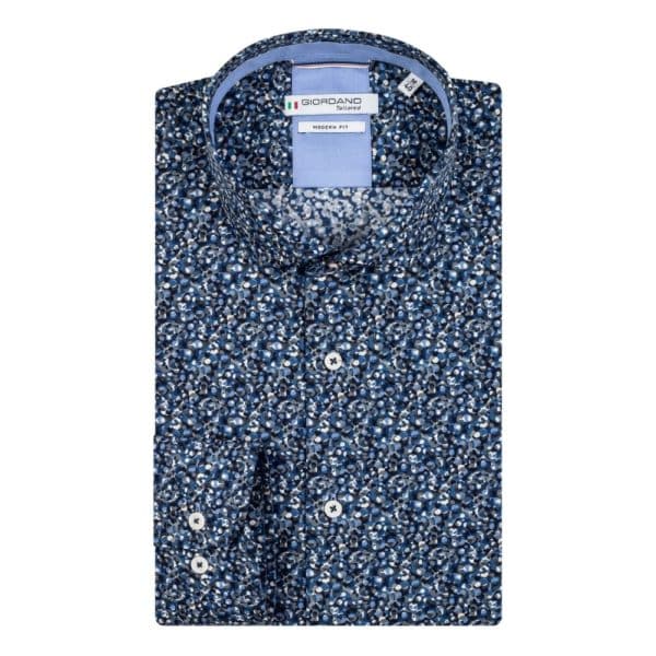 Giordano Row Abstract Cycles Print Blue Shirt