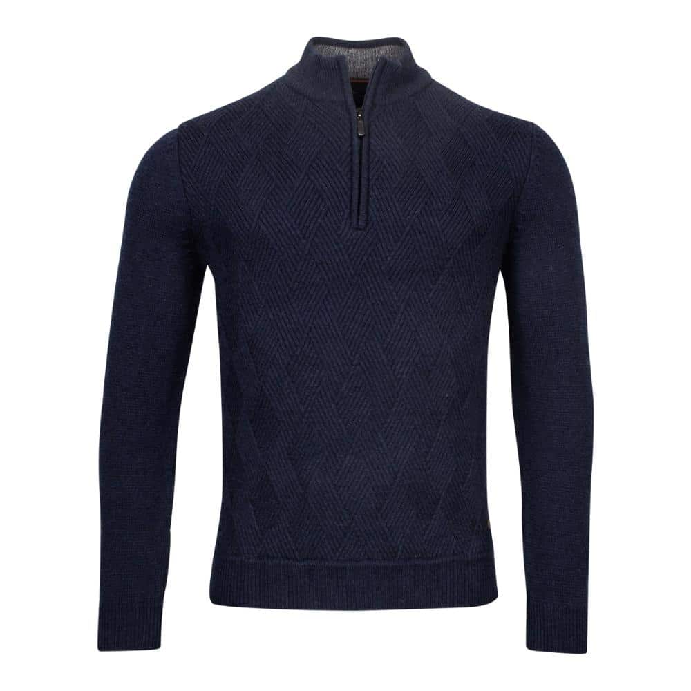 Baileys Jacquard Navy Half Zip Jumper