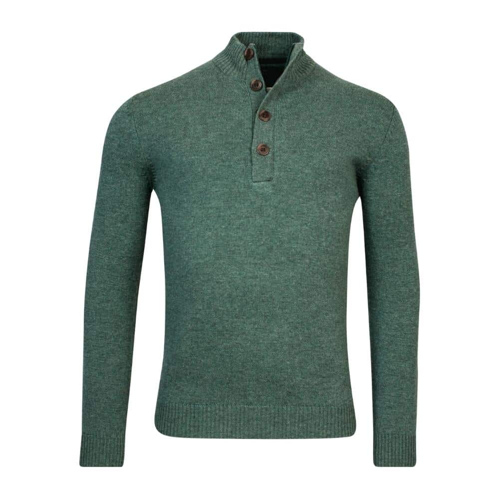 Baileys Ribbed Button Up Green Jumper