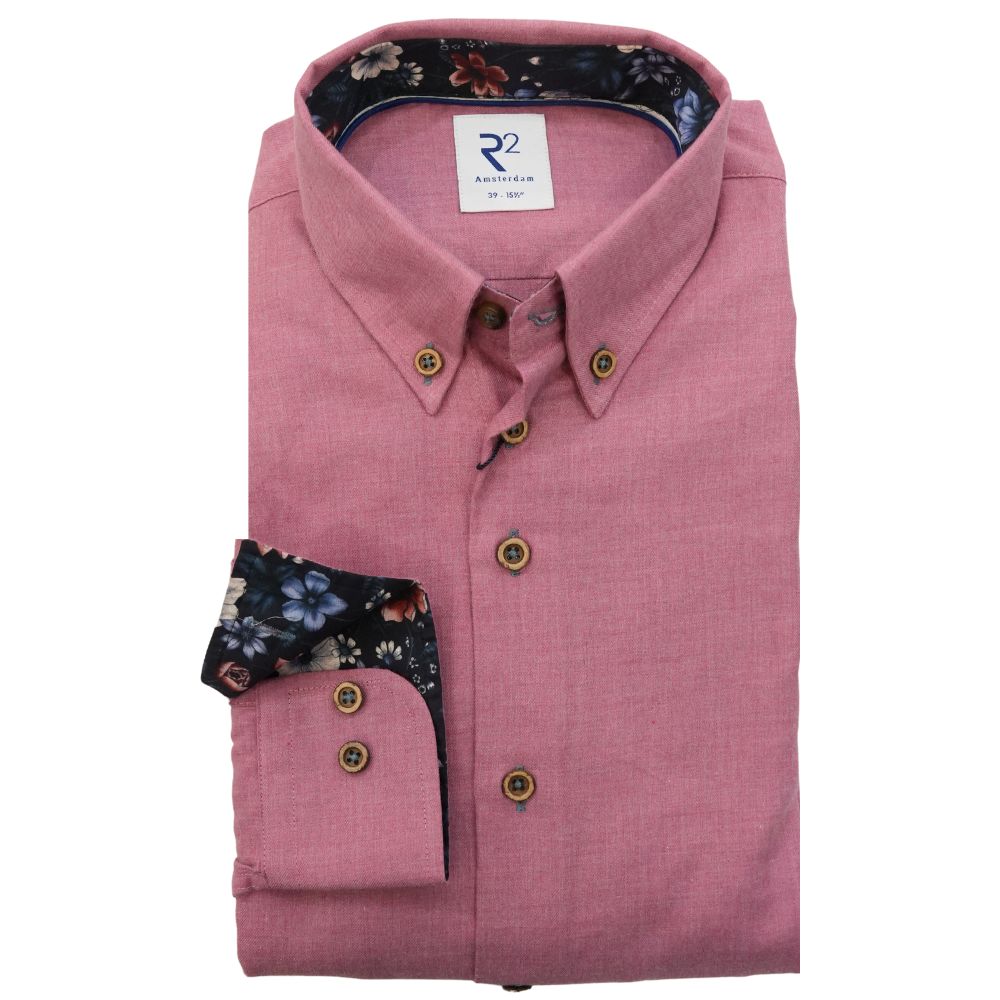 R2 Amsterdam Dusty Pink Shirt with Navy Floral Trim