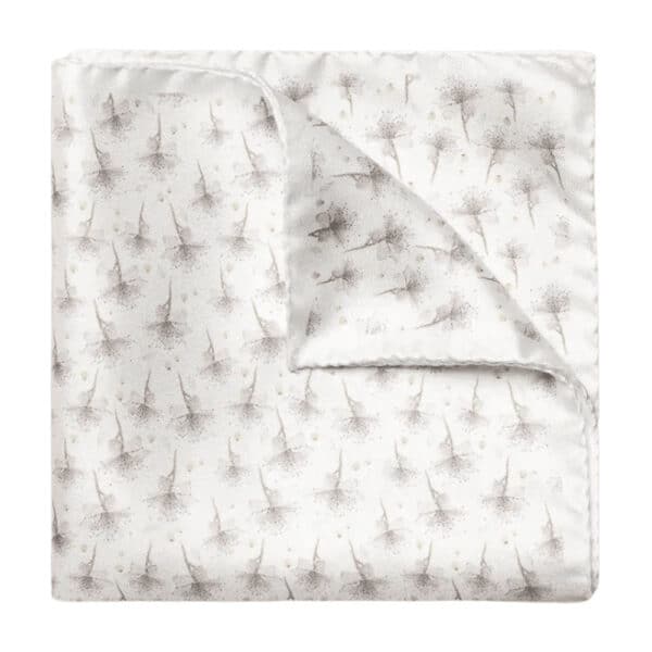 ETON LIGHT GREY FLORAL SILK POCKET SQUARE