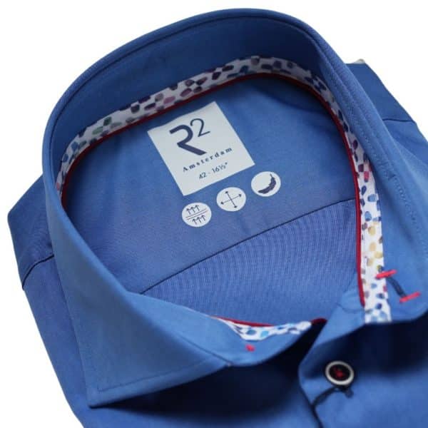 R2 Amsterdam Multi Coloured Trim Cuffs Collar Cobalt Blue Shirt 2